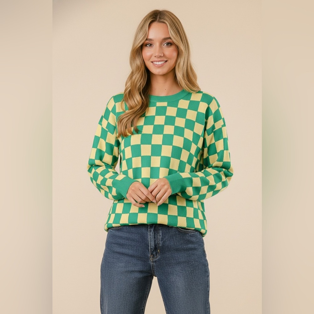 BiBi Checkered Pattern Sweater - Picture 2 of 4